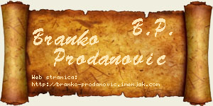 Branko Prodanović vizit kartica